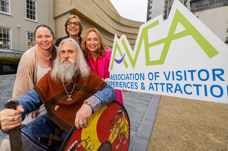 AVEAconf25 – Sara Dolan, CEO Waterford Treasures, Anne O’Donoghue, Chair AVEA, Catherine Flanagan, CEO AVEA, Bart the Viking